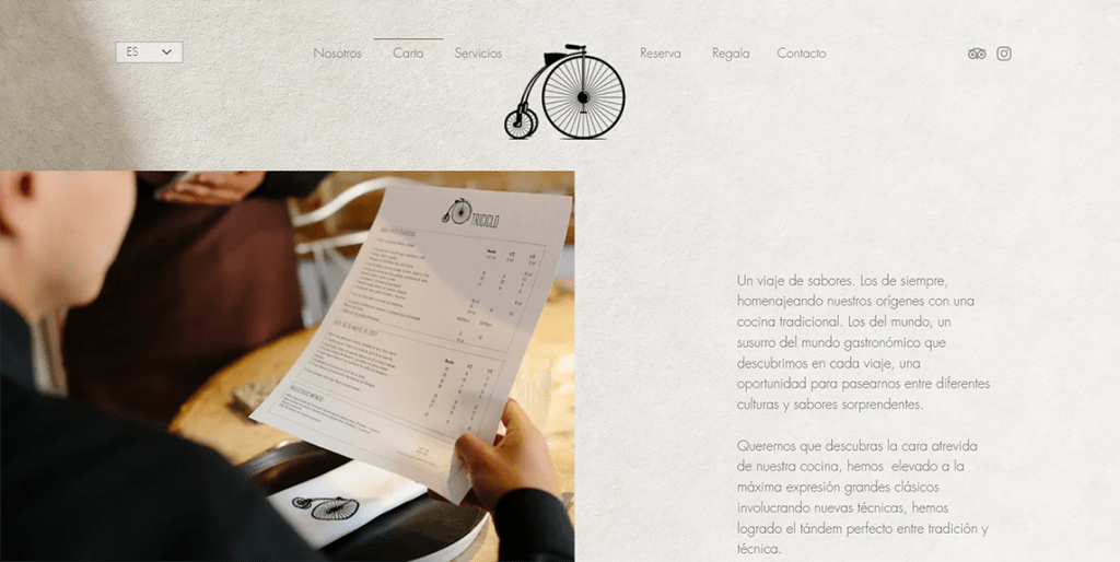 Restaurante TriCiclo copywriting example
